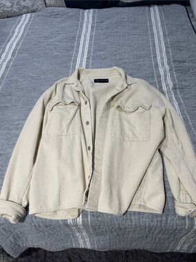 Abercrombie & Fitch Light Cream Corduroy Shirt Jacket